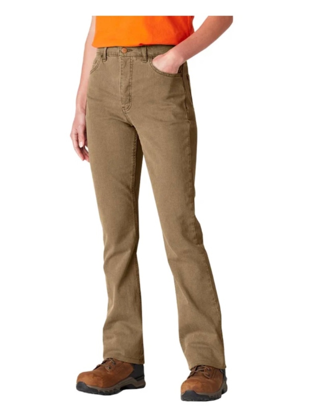 Dickies Perfect Shape High Rise Bootcut Denim Work Pant Tan Size 32 NWT